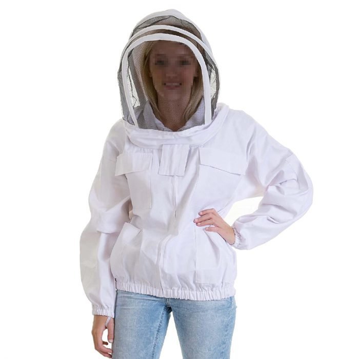 thumbnail image 2 of Premium Blue Beekeeping Jacket – Sheriff-Style Veil, 100% Cotton, Adult Size 2 of 4